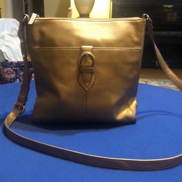 Tignanello Leather Crossbody - Gold/Brown Metallic - Picture 2 of 6